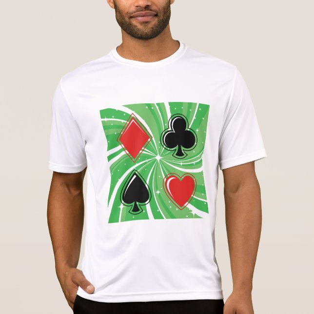 Retro Card Suits Vibrant Red and Black T-Shirt (Front)