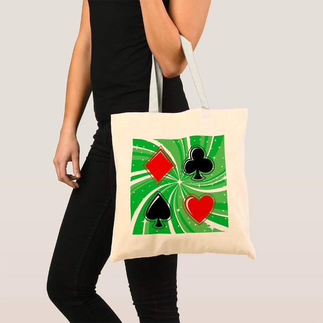 Retro Card Suits Vibrant Red and Black Tote Bag (Creator Uploaded)
