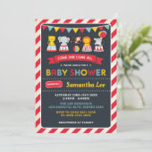 Retro Carnival Circus Animals Baby Shower Invite (Standing Front)