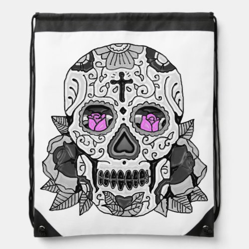 Retro Carnival Steampunk Sugar Skull Any Color Drawstring Bag