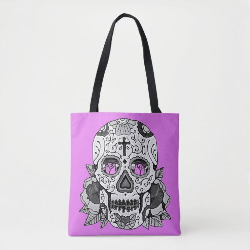 Retro Carnival Sugar Skull Your Choice of Color Tote Bag