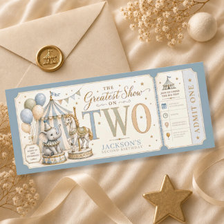 Retro carnival theme boy 2nd birthday invitation