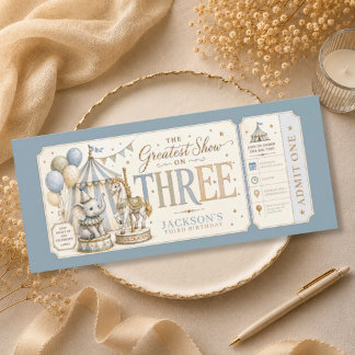 Retro carnival theme boy 3rd birthday invitation