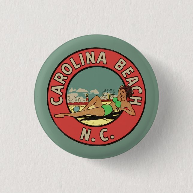 Retro Carolina Beach Roundel Button (Front)