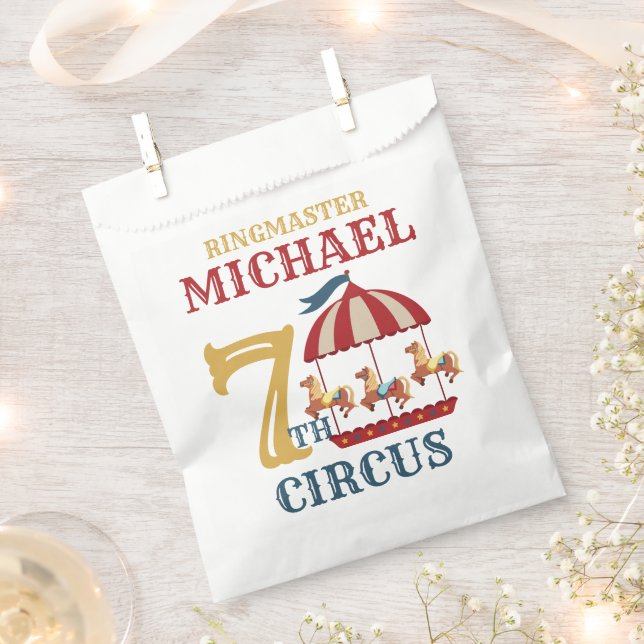 Retro Carousel Circus Carnival Birthday Favor Bags (Clipped)