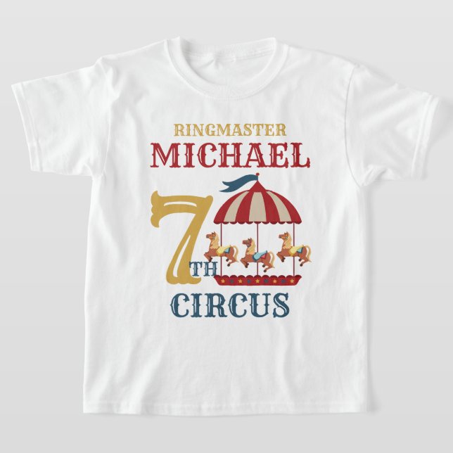 Retro Carousel Circus Carnival Birthday Shirt (Laydown)