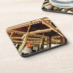 Retro Carousel Rooster Beverage Coaster