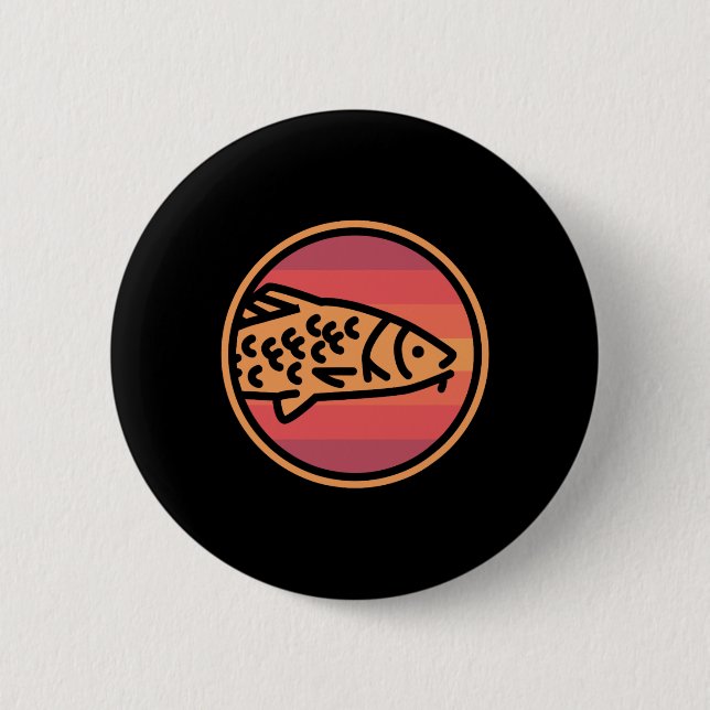 Retro Carp Fish Fishing Lovers  Button (Front)
