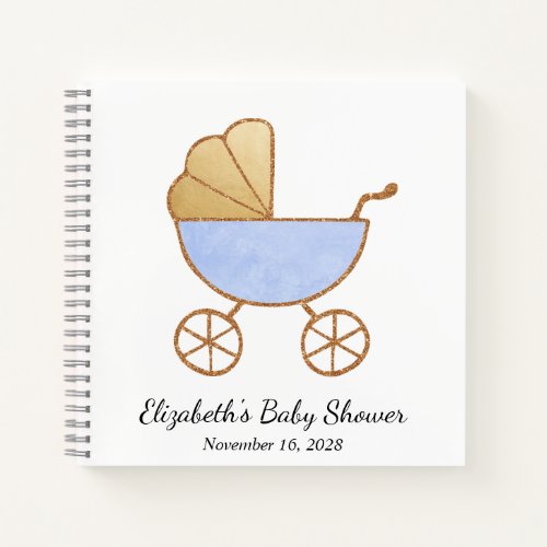 Retro Carriage Baby Boy Shower Guest Book