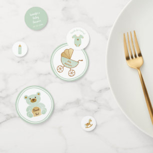 Retro Carriage Toys Bottle Mint Gold Baby Shower Confetti