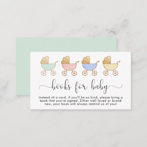 Retro Carriages Books For Baby Shower Enclosure Card