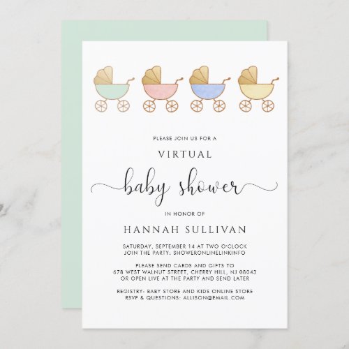 Retro Carriages Virtual Baby Shower Invitation
