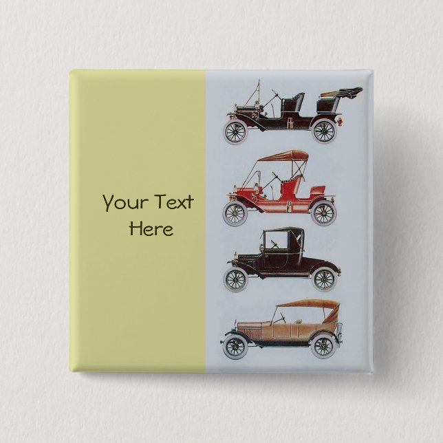 RETRO CARS 2- Auto repair automotive ,yellow Pinback Button (Front)