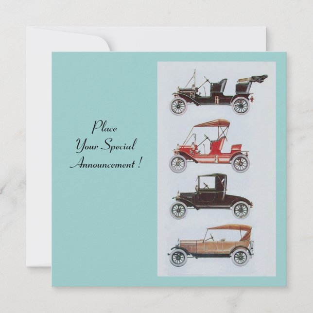 RETRO CARS 2 , AUTO RESTORATION ,blue white grey Announcement (Front)