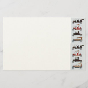 RETRO CARS 2 ,AUTO RESTORATION grey red felt cream Stationery