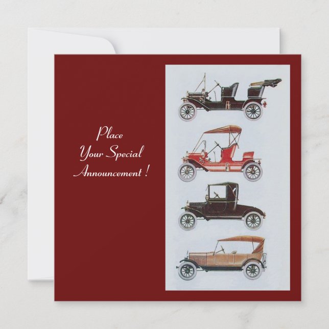 RETRO CARS 2 , AUTO RESTORATION  red white black Announcement (Front)