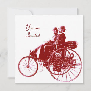 RETRO CARS 2 , AUTO RESTORATION ,white red brown Invitation