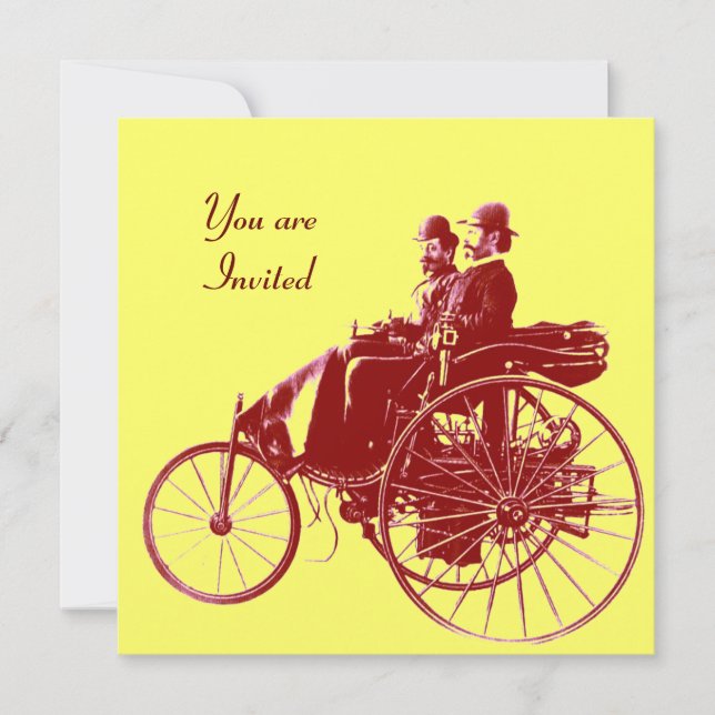 RETRO CARS 2 , AUTO RESTORATION ,yellow gold brown Invitation (Front)