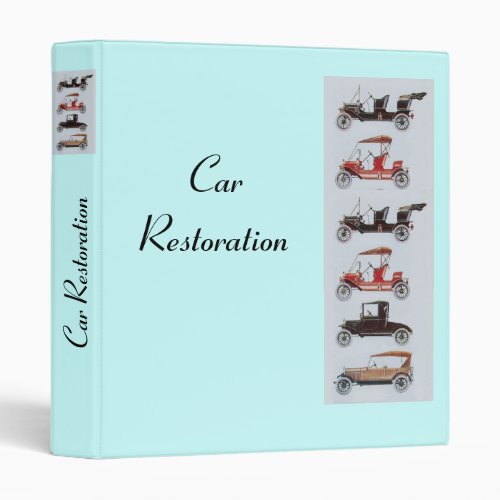 RETRO CARS 2  RESTORATION blue 3 Ring Binder