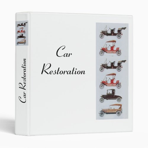 RETRO CARS 2  RESTORATION white 3 Ring Binder