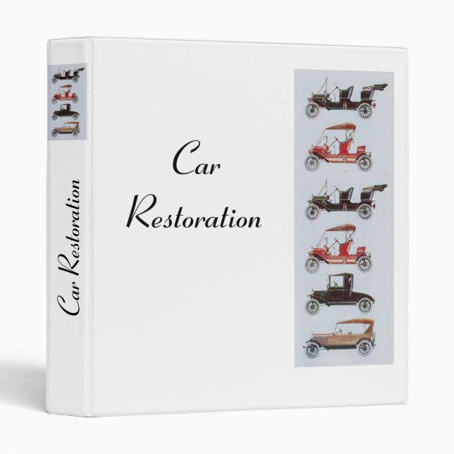 RETRO CARS 2  RESTORATION white 3 Ring Binder (Front/Spine)