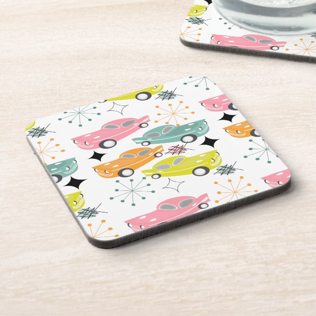 Retro Cars Atomic Starburst Modern Mid Century  Beverage Coaster (Left Side)