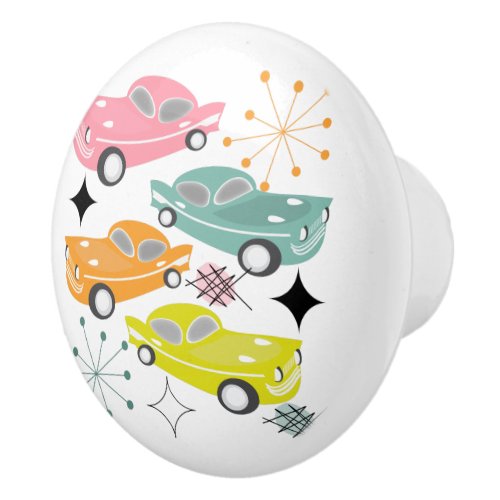 Retro Cars Atomic Starburst Modern Mid Century Ceramic Knob