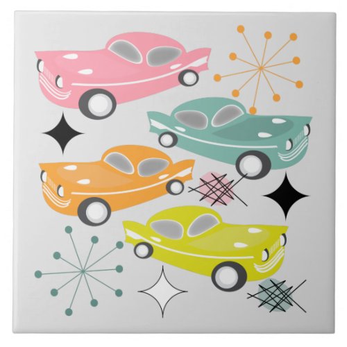 Retro Cars Atomic Starburst Modern Mid Century Ceramic Tile