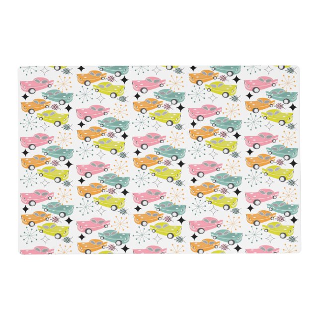 Retro Cars Atomic Starburst Modern Mid Century Placemat (Front)
