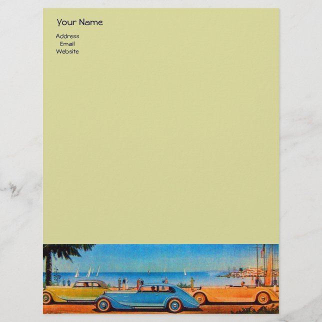 RETRO CARS - Auto repair automotive ,blue yellow Letterhead (Front)