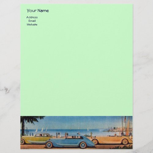 RETRO CARS _ Auto repair automotive blue yellow Letterhead