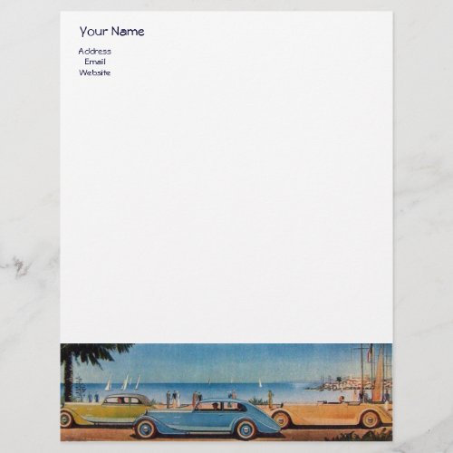 RETRO CARS _ Auto repair automotive blue yellow Letterhead