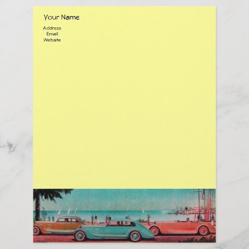 RETRO CARS _ Auto repair automotive blue yellow Letterhead