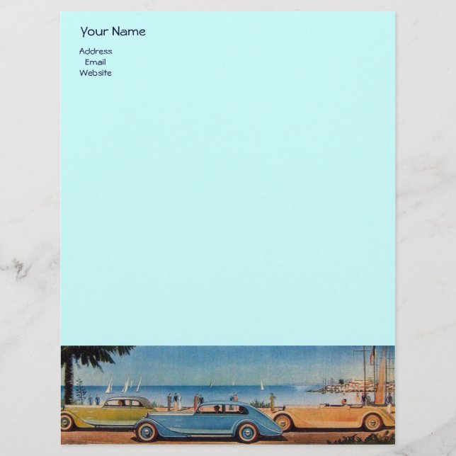 RETRO CARS - Auto repair automotive ,blue yellow Letterhead (Front)