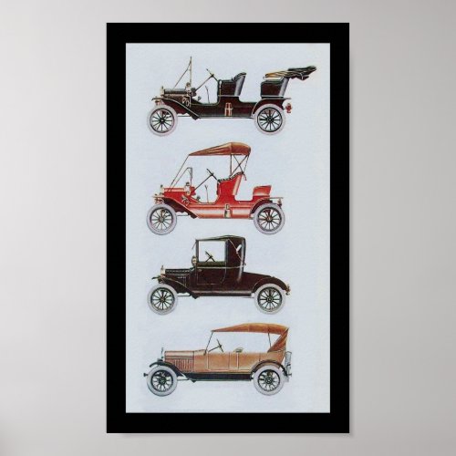 RETRO CARS  black white red Poster