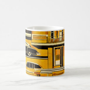 Retro Cars Geometric Mustard Mid Century Coffee Mug