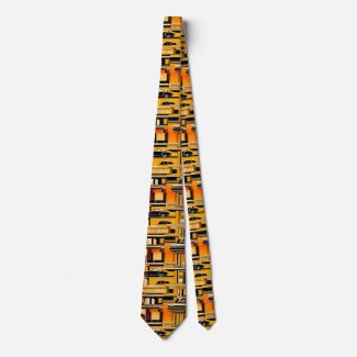 Retro Cars Geometric Mustard Mid Century 