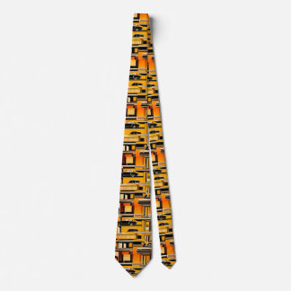 Retro Cars Geometric Mustard Mid Century  Neck Tie