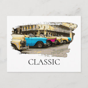 *~* Retro Cars Vintage Antique Colorful Classic Postcard