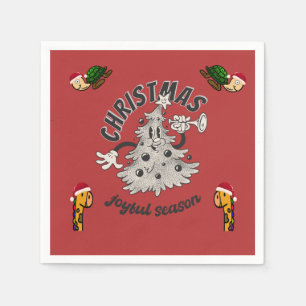 Retro Cartoon Christmas Joyful Season Napkins