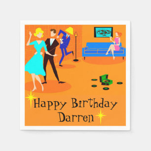 Retro Cartoon Cocktail Party Disposable Napkins