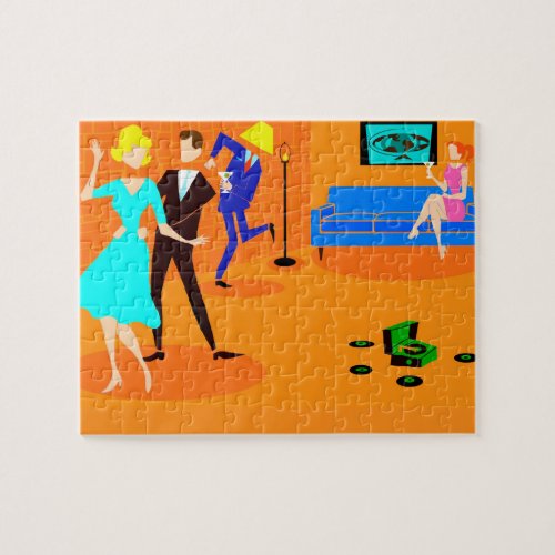 Retro Cartoon Cocktail Party Jigsaw Puzzle
