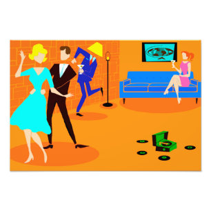 Retro Cartoon Cocktail Party Photo Enlargement Print