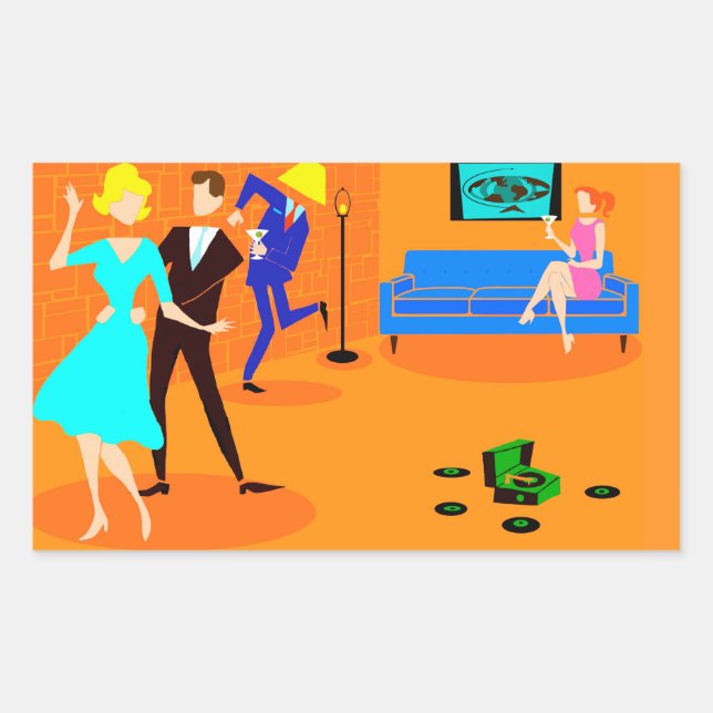 Retro Cartoon Cocktail Party Stickers (Front)