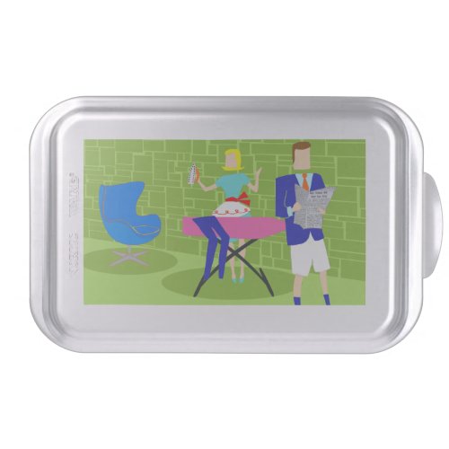 Retro Cartoon Couple at Home Cake Pan