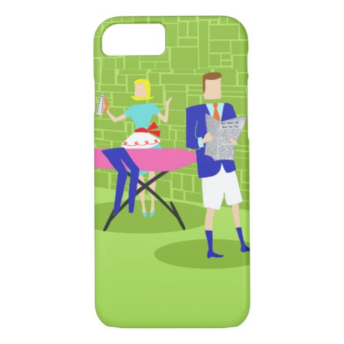 Retro Cartoon Couple at Home iPhone 7 Case