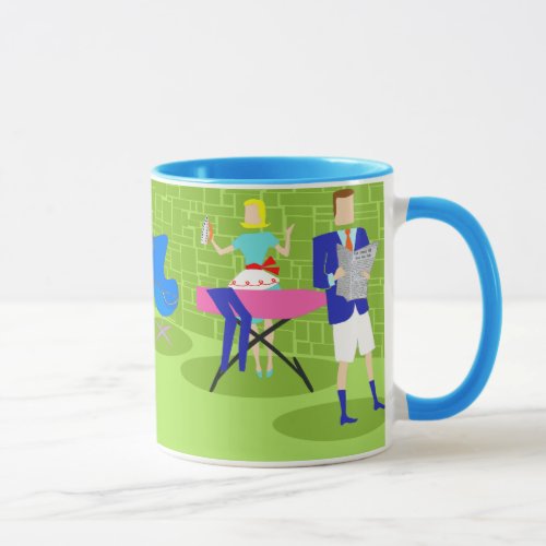 Retro Cartoon Couple at Home Mug