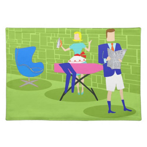 Retro Cartoon Couple at Home Placemat