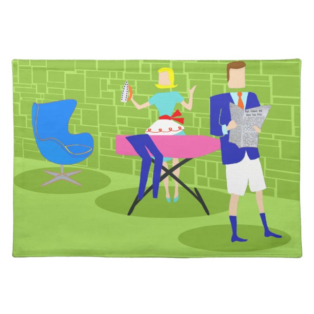 Retro Cartoon Couple at Home Placemat (Front)