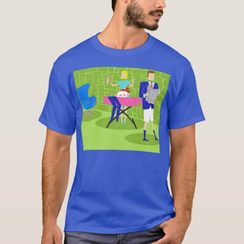 Retro Cartoon Couple at Home T_Shirt